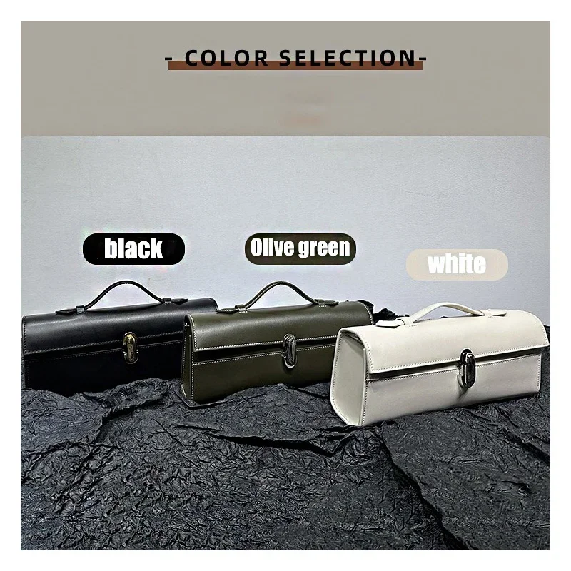 Savette Brand Genuine Leather Tote Women's Simple Handbag Small Square Bag Baguette Bags High Quality Savette Symmetry Slim Bag 2