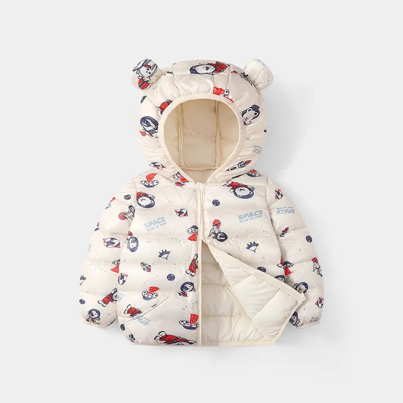 Girls Winter Coat Boy kids Girls Cotton-padded Jacket Character Pattern Baby Hooded Jacket Children Down