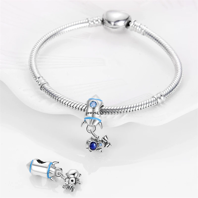 Mode 925 Sterling Silber Astronaut Space Series Charms Perlen passen Qikaola 925 Original Armbänder DIY Jahrestag Schmuck 2023 – Detail 10