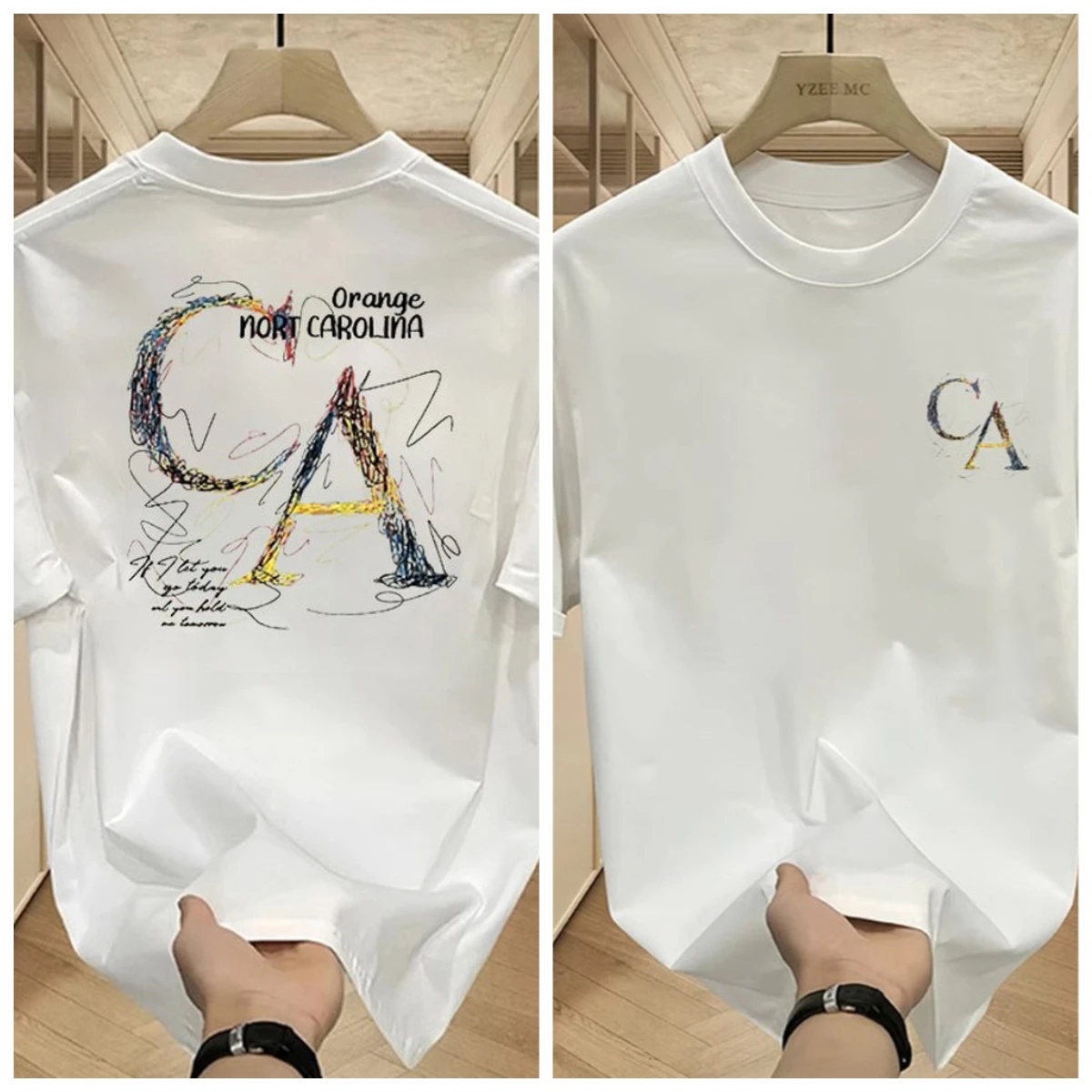 2026 새로운 스타일 반팔 아메리칸 그래피티 스타일 반팔 티셔츠 - 남녀 공용 레터 프린트 라운드넥 면 티셔츠