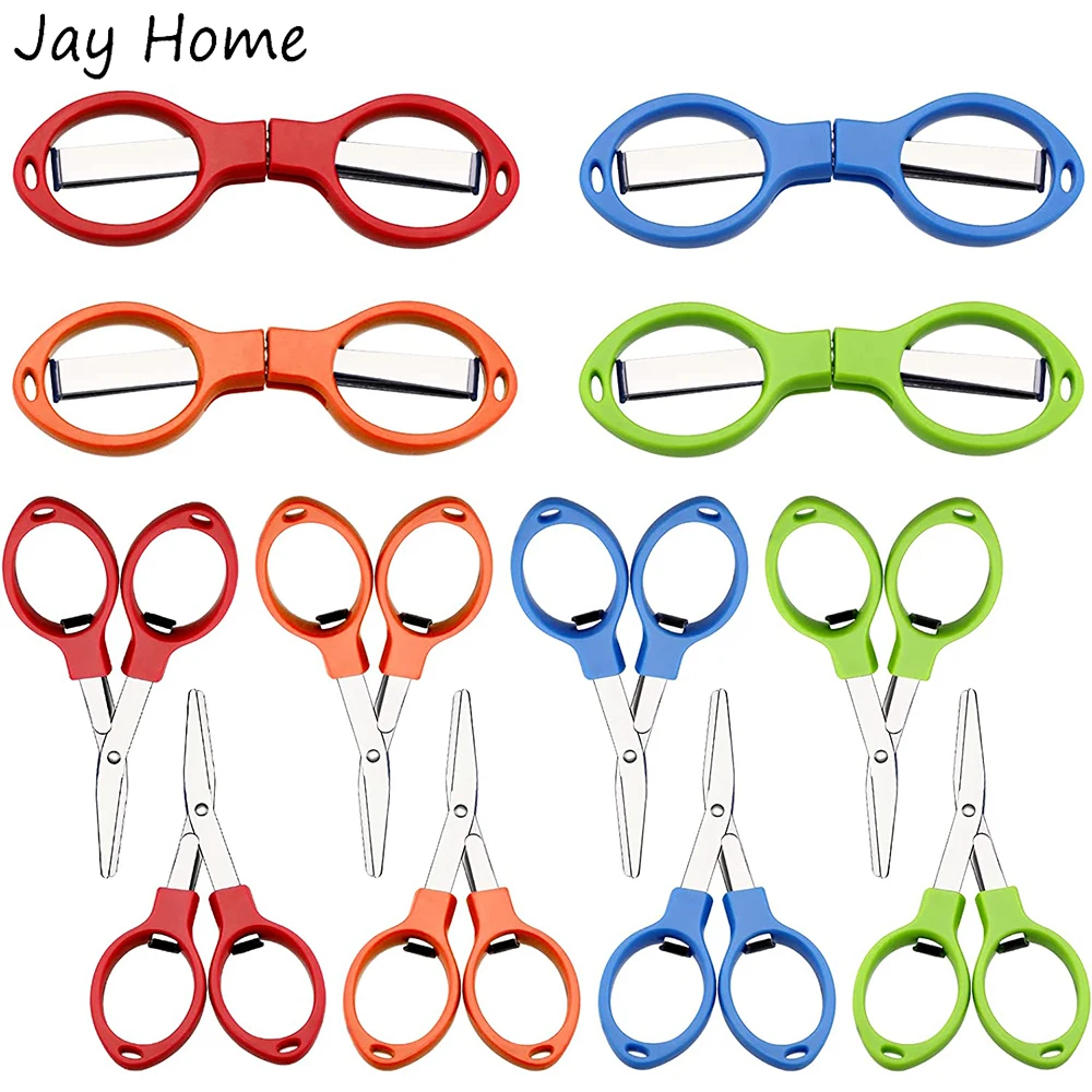 2/1Pcs Stainless Steel Scissors Folding Mini Scissor Portable Glasses Shape Shear Fabric Paper Cutter for Travel Sewing Crafts