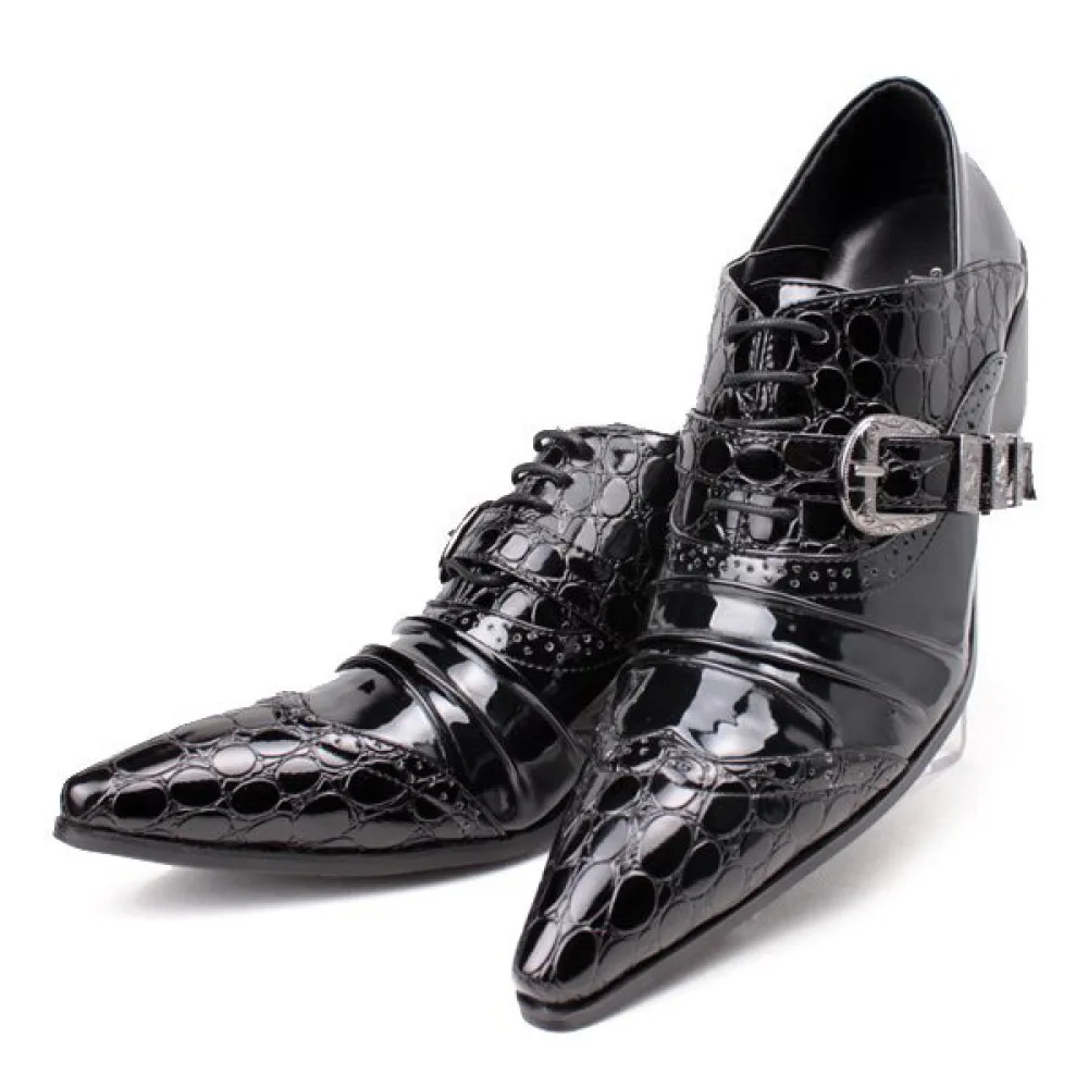 Homens de couro preto apontou toe vestido sapatos de renda até oxford sapatos para o negócio de casamento saltos altos formal escritório moda 39-46 marca