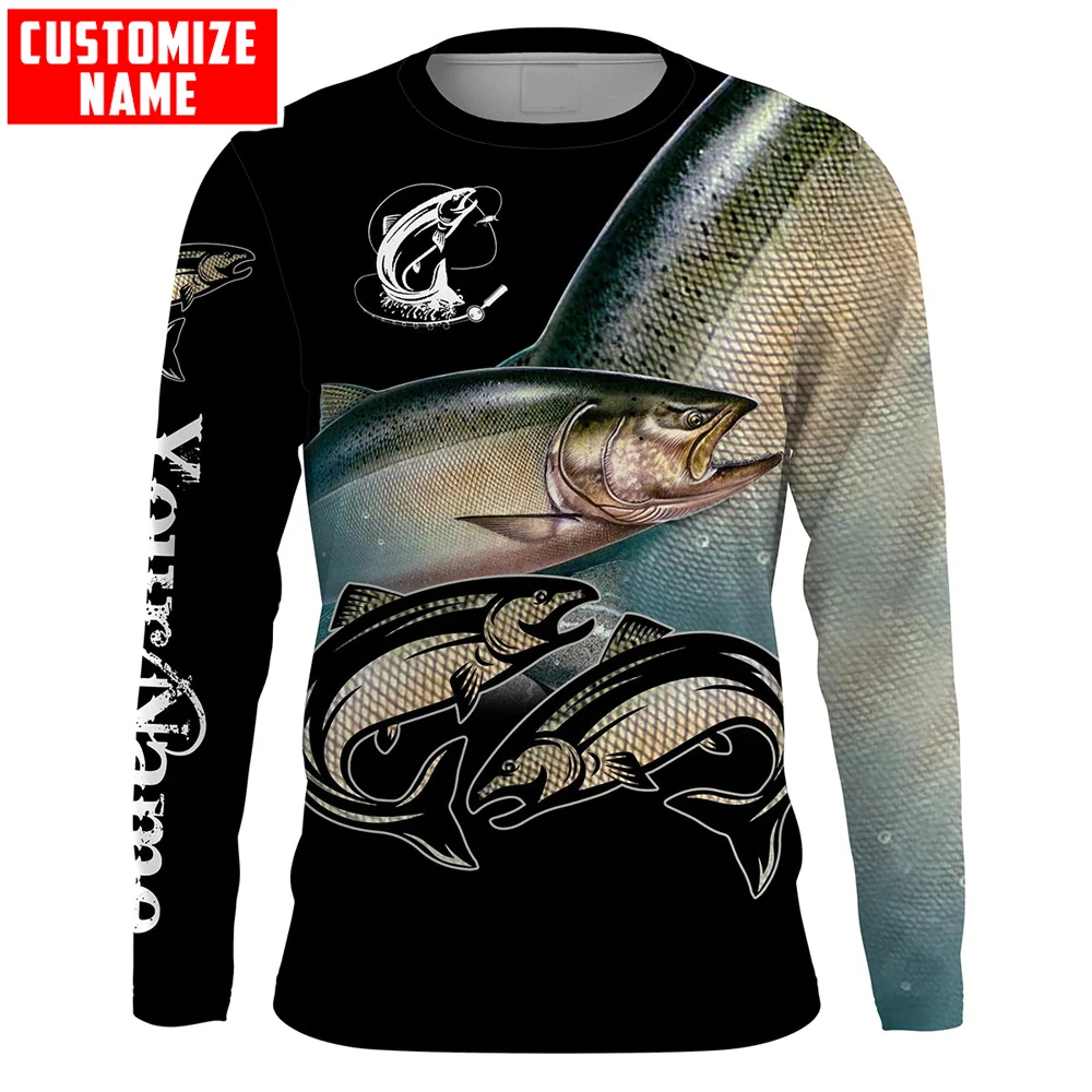 Chinook salmon Fishing Customize Name 3D All Over Printed Men's Hoodie & Sweatshirt Unisex Zip Hoodies Casual Tracksuits KJ889