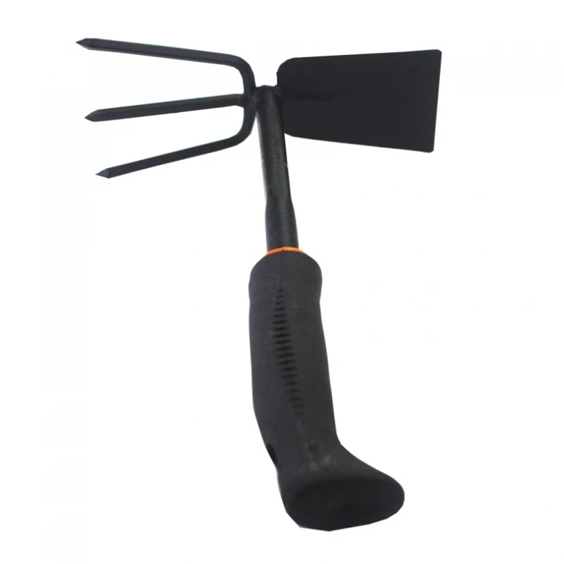 Thicken Dual Use Small Hoe Farm Garden Tools Harrow Iron Head Dual Purpose Weeding Rake Labor-saving Loosening Soil Handheld Hoe 2