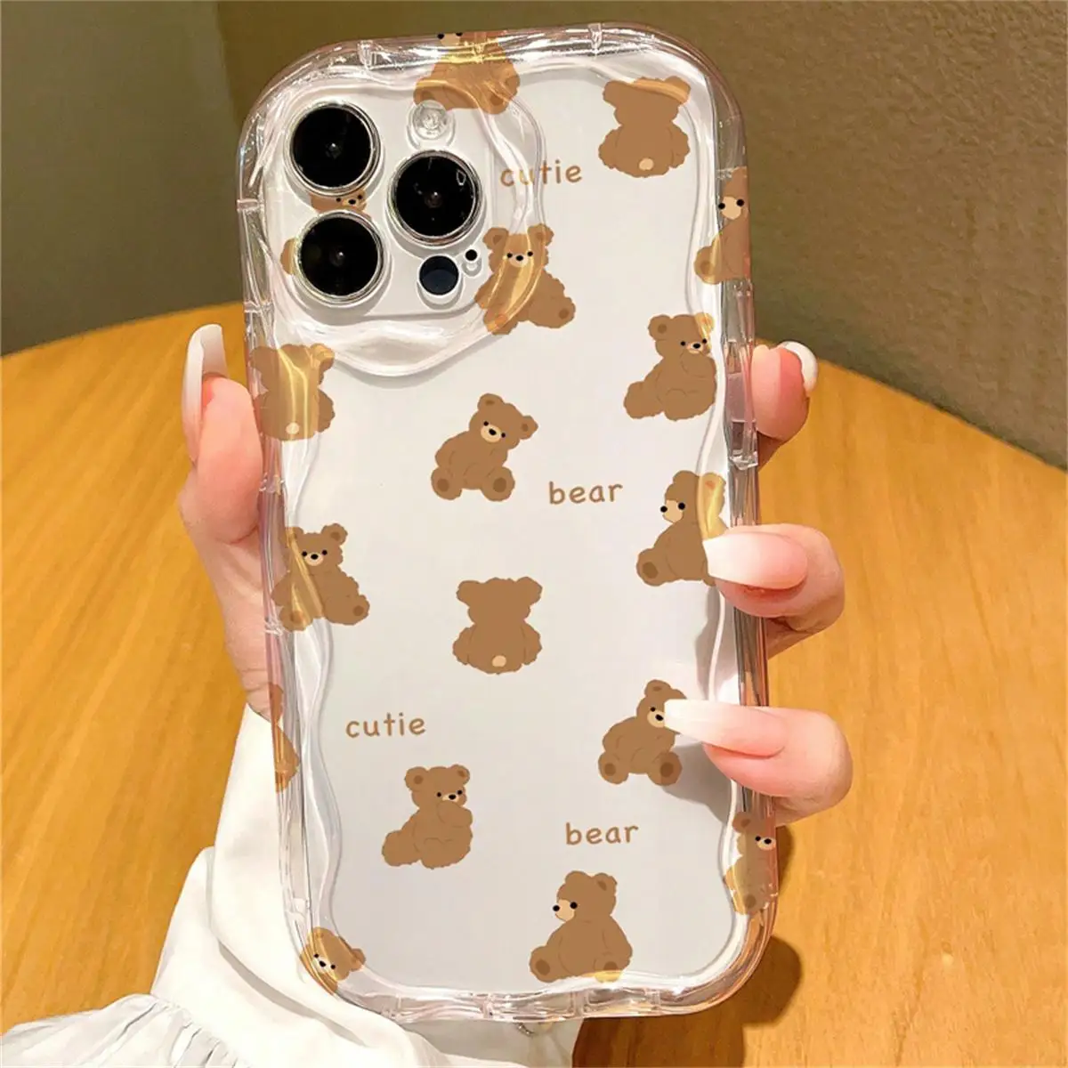 Cute Bow Teddy Bear Silicone Cartoon Phone Case Cover
