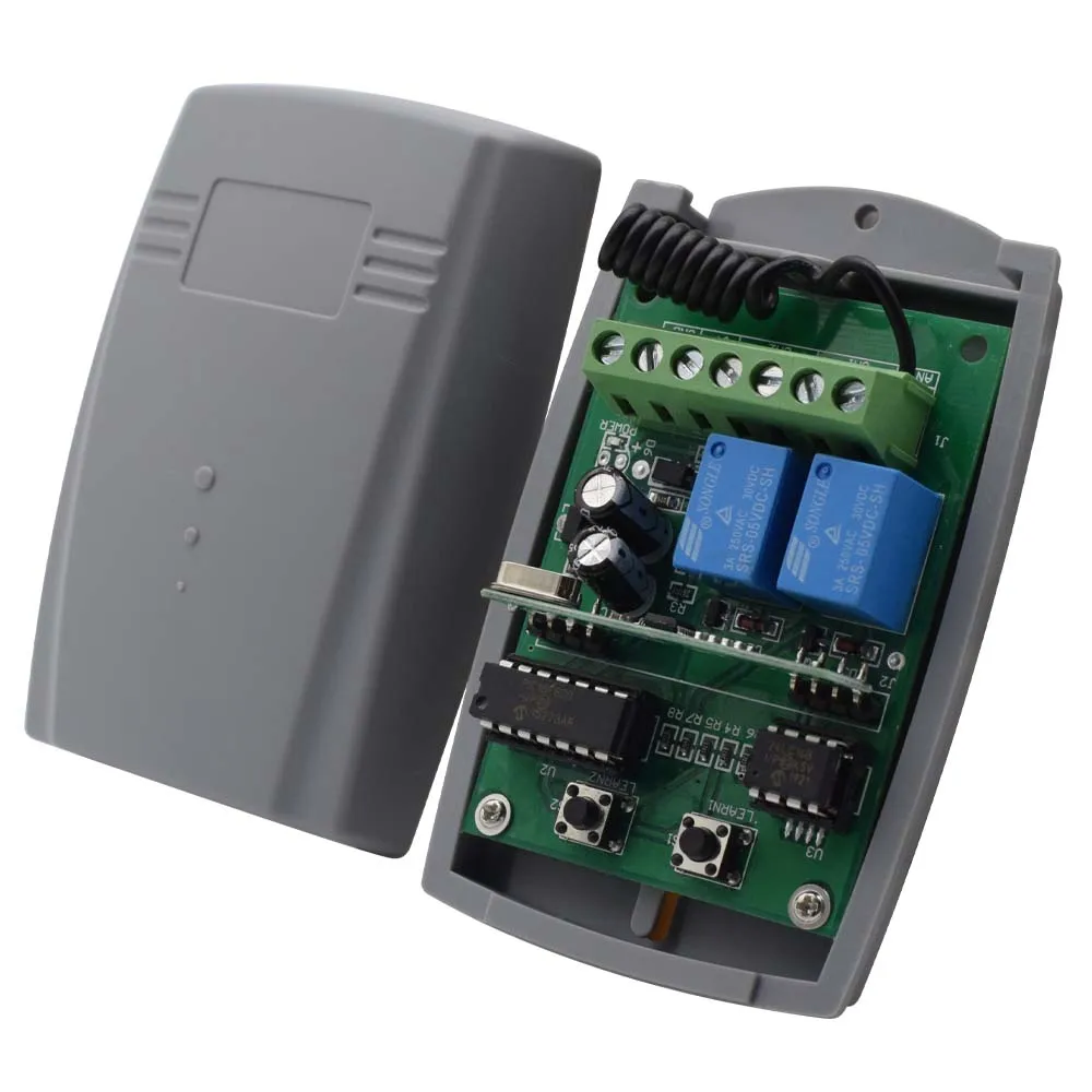 Universal 2CH 433MHz Garage Door Receiver 433.92Mhz Remote Control Switch Module DC 12-24V Relay For Gate Control 2