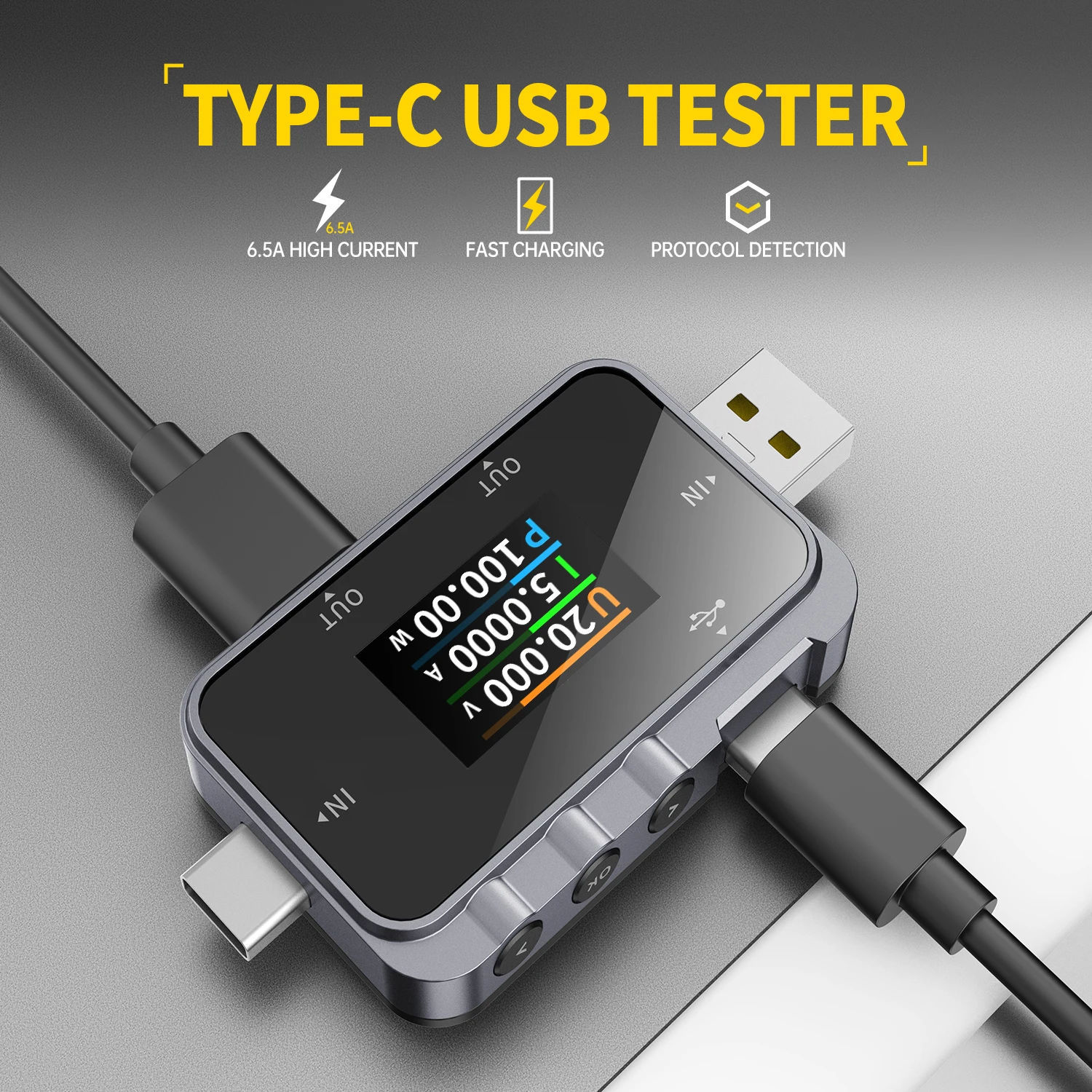 FNIRSI FNAC-28 2 IN 1 Type-C USB 테스터 디지털 전압계 전류계 전류계 전압 전류 측정기 보조 배터리 충전기 측정