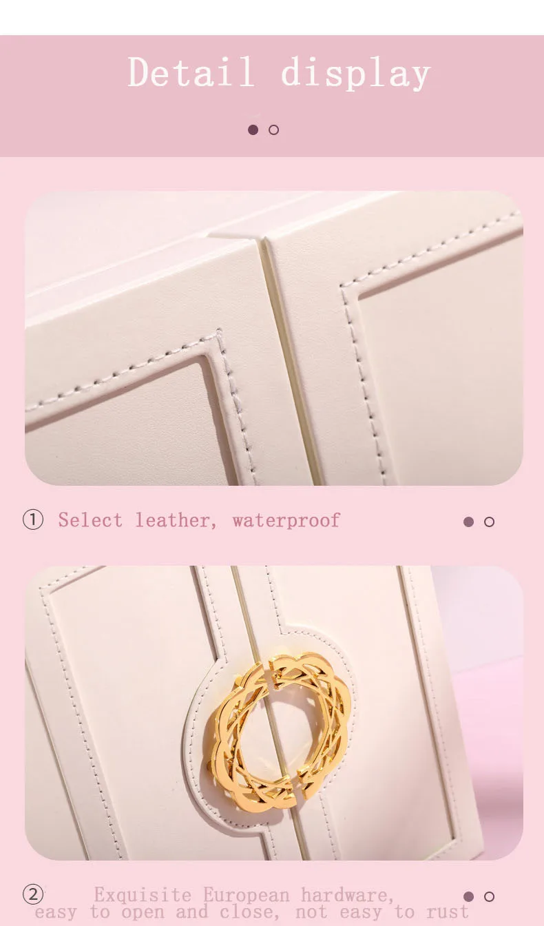 Multi-Layer Desktop Home Leather Drawer Large Capacity Earrings Necklace Jewelry Storage Box