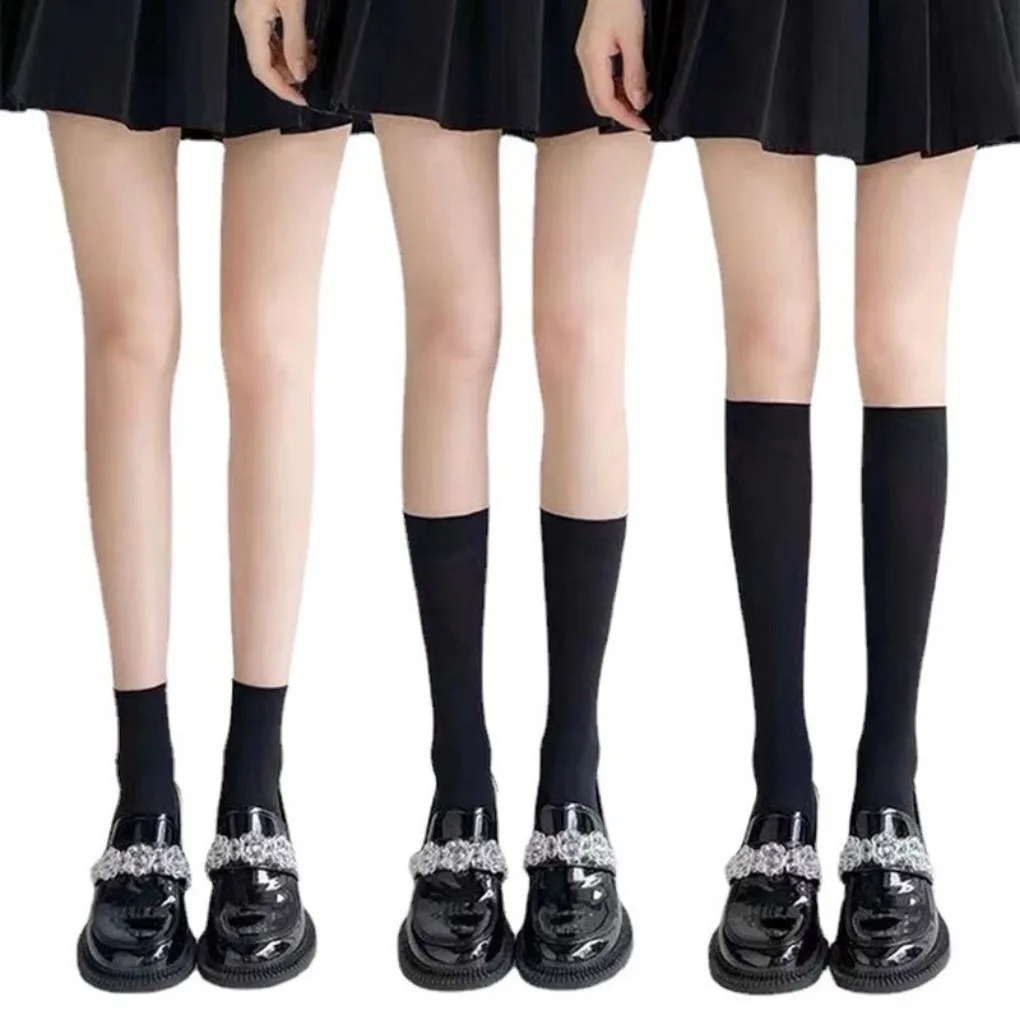 Weiße & schwarze Samt Kalbs ocken Sommers trümpfe Frauen dünne lange Röhre JK Serie Half Tube Socken Multi-Size – Detail 5