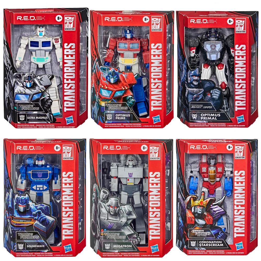 Trasformatori R.E.D. Optimus Prime, Ultra Magnus, Optimus Primal, Megatron, Soundwave E Starscream Action Model Figure Toys