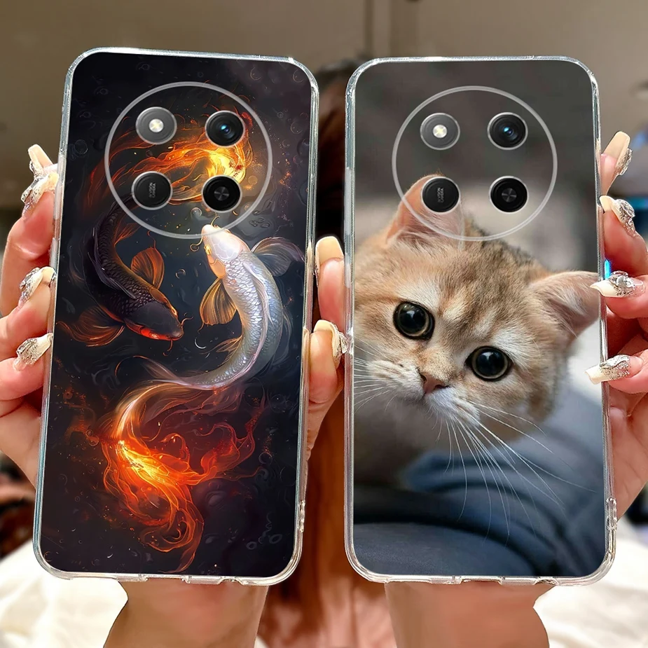 Colorful Painted Clear Silicone Case for Honor Smartphone - Soft Protective Cover