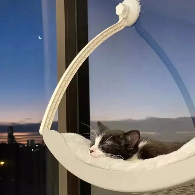 Cat Hammock Bed Comfortable Removable Arctic Fleece Sunbathe Cushion with Suction Cup for Balcony Windows Cats Hanging Beds 3