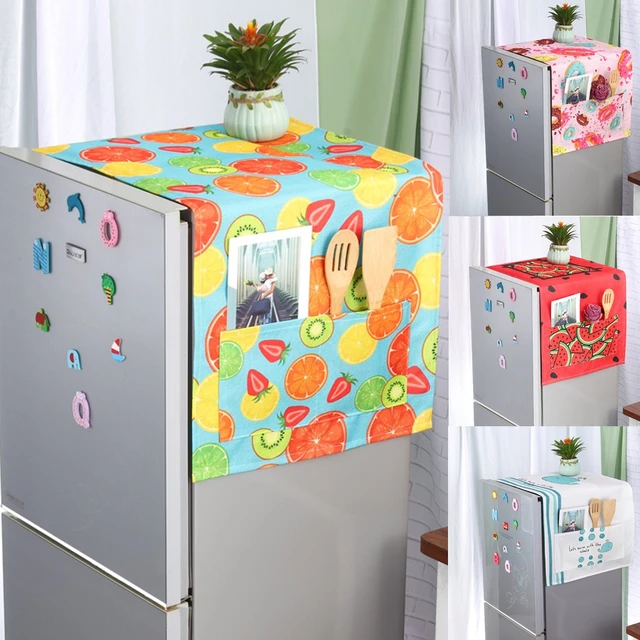 Protect Your Appliances in Style with the 1pcs 50x130cm Lemon Fruit Print Refrigerator Washing Machine Cover Dust Cover Cloth