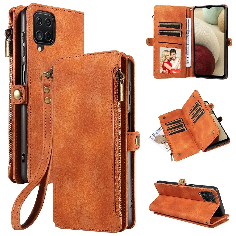 Handbag Zip Wallet Case with Wrist Strap and Leather Magnetic Closure