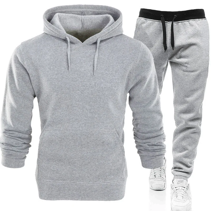 Winter Hoodie Sets Men Fashion Fleece Red Hoodies Black Pants Casual Jogger Suit Tracksuit Sweatshirt Woman Pullover sports suit sports set tracksuit set