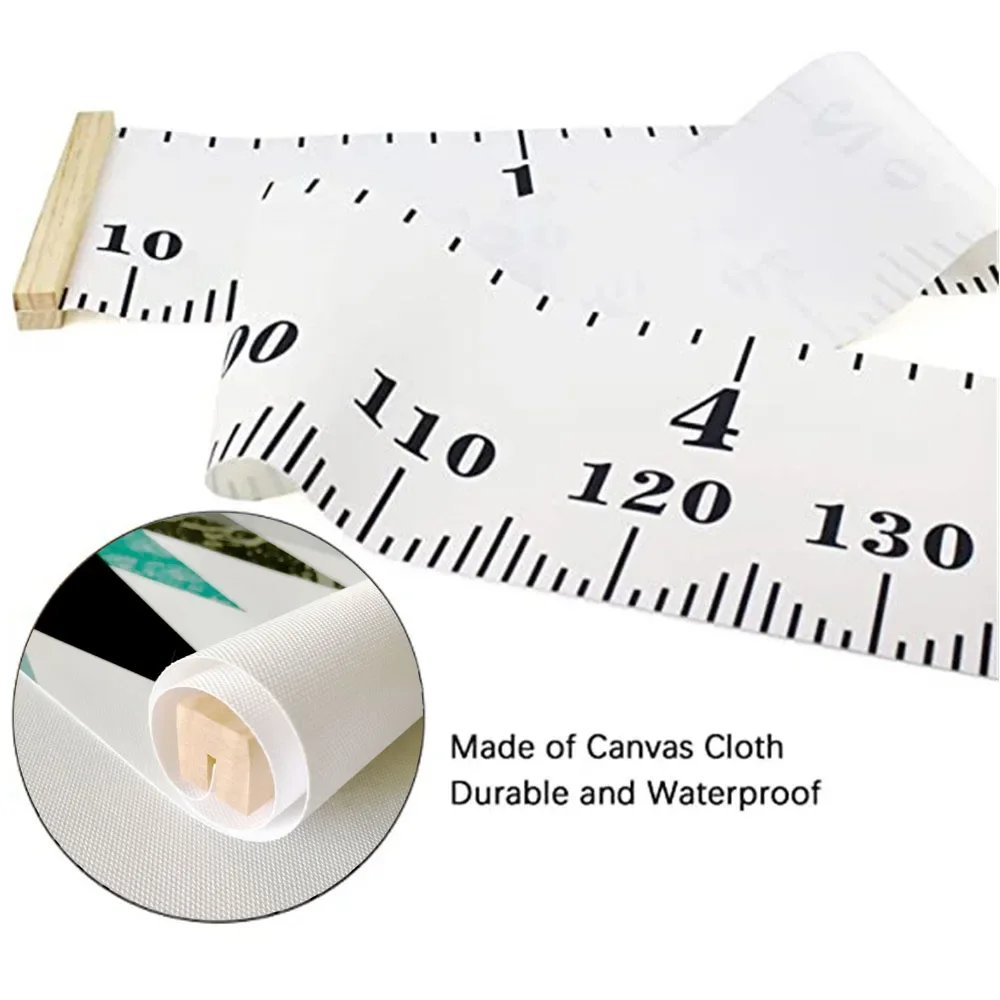 Cartoon Baby Kids Growth Chart Record Wood Frame Fabric Height Measurement Ruler for Boys & Girls Child's Room 키재기 Decoration