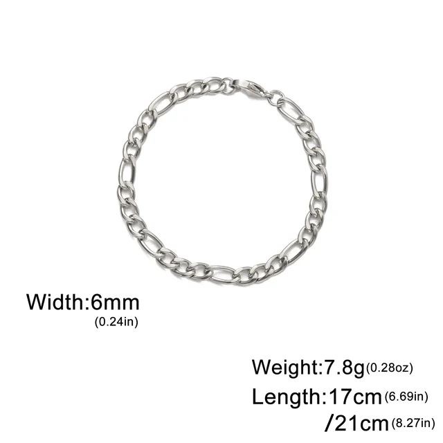 97046-20ffd0.jpg Lucktune bracelet chaine argent homme bracelet aciers inoxydables figaro Figaro chaîne Bracelet pour hommes femmes acier inoxydable largeur 3-10 MM Bracelets Punk bijoux Couple cadeau Pulsera Hombre nouveau