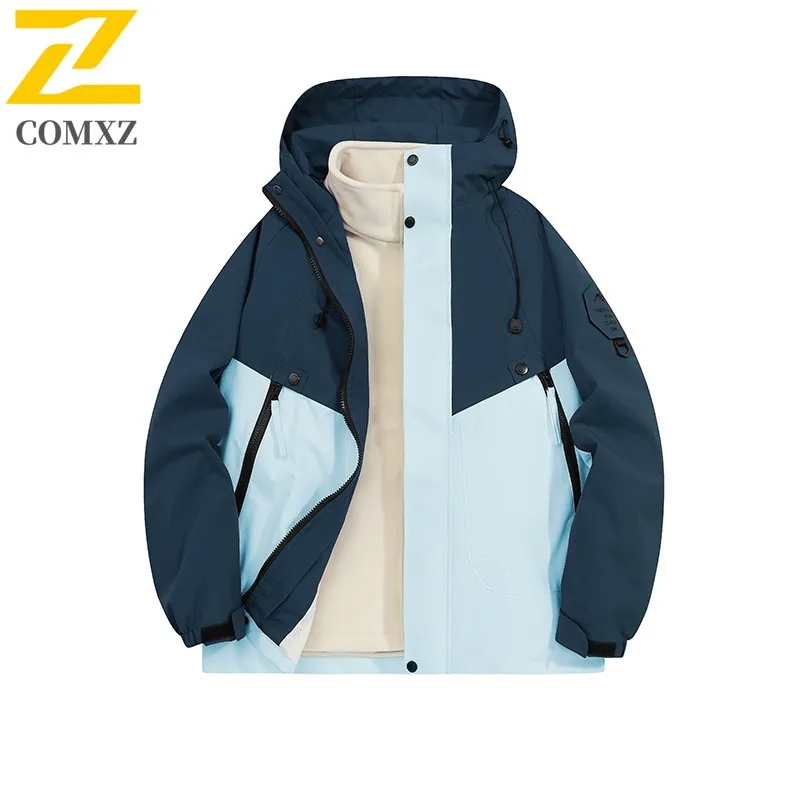 COMXZ Outdoor Mountaineering Casual Mens Jacket Warm Parka High Quality Hooded Travel Comfortable Cold Resistant Winter Jackets