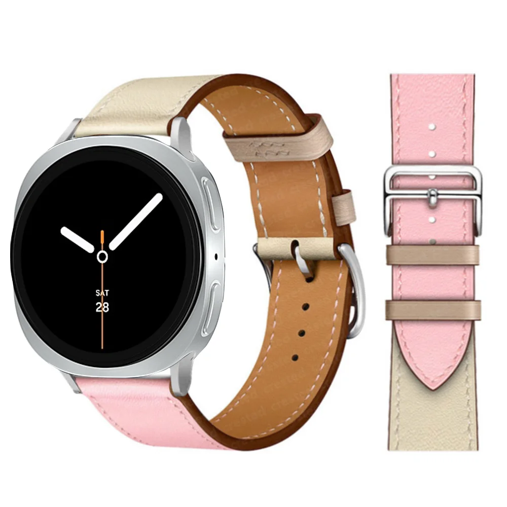 Premium Synthetic Leather Strap for Smartwatch - Elegant Bracelet with Connector