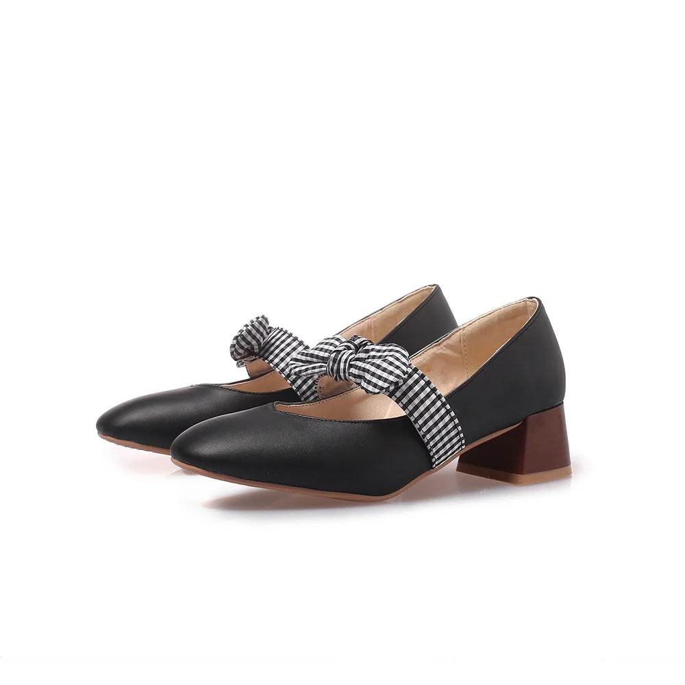 New Arrival Handmade Womens Chunky Heels Dress Pumps Mary Janes Summer Autumn Daily Wear Large Size 34-52 Evening Fashion Shoes