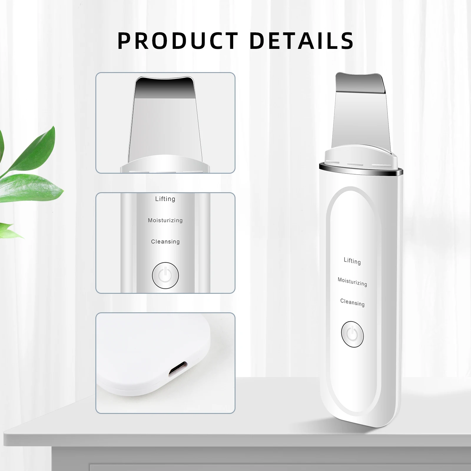 Ultrasonic Skin Scrubber Facial Pore Cleanser Dead Skin Blackheads Cleansing Spatula Face Lifter Home Care Tools Veya