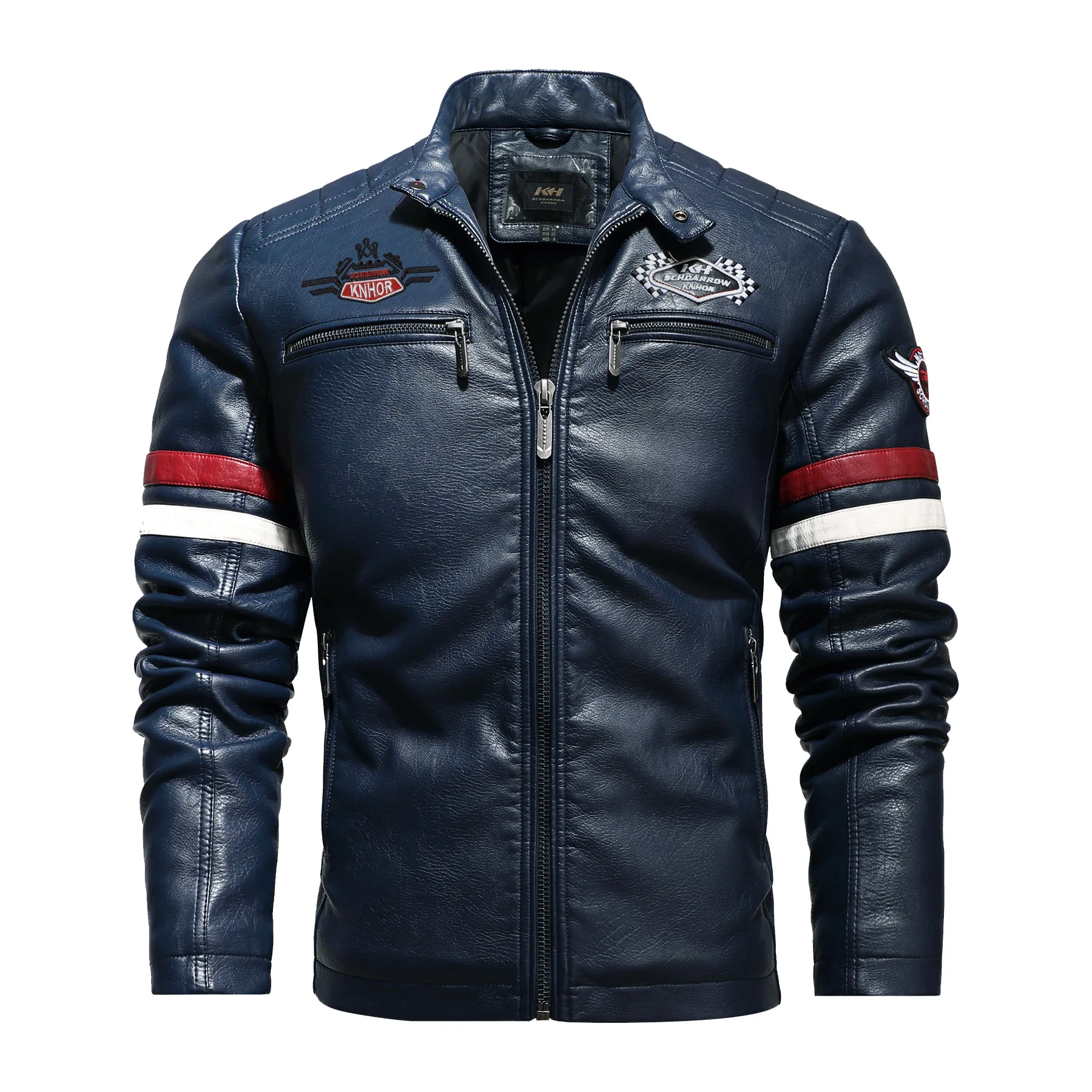 2024 New Men Leather Clothes Machine Model Men's Trendy Embroidered Colored Leather Jackets Foreign Customization Men Outerwear