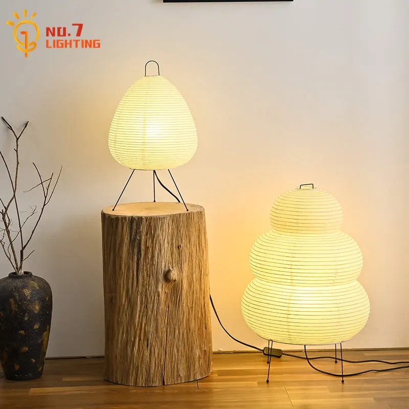 Japanese Minimalist Akari Noguchi Yong Table Lamp Bedroom Bedside Rice Paper Wabi-sabi Desk Lights Living Room Homestay Study 2