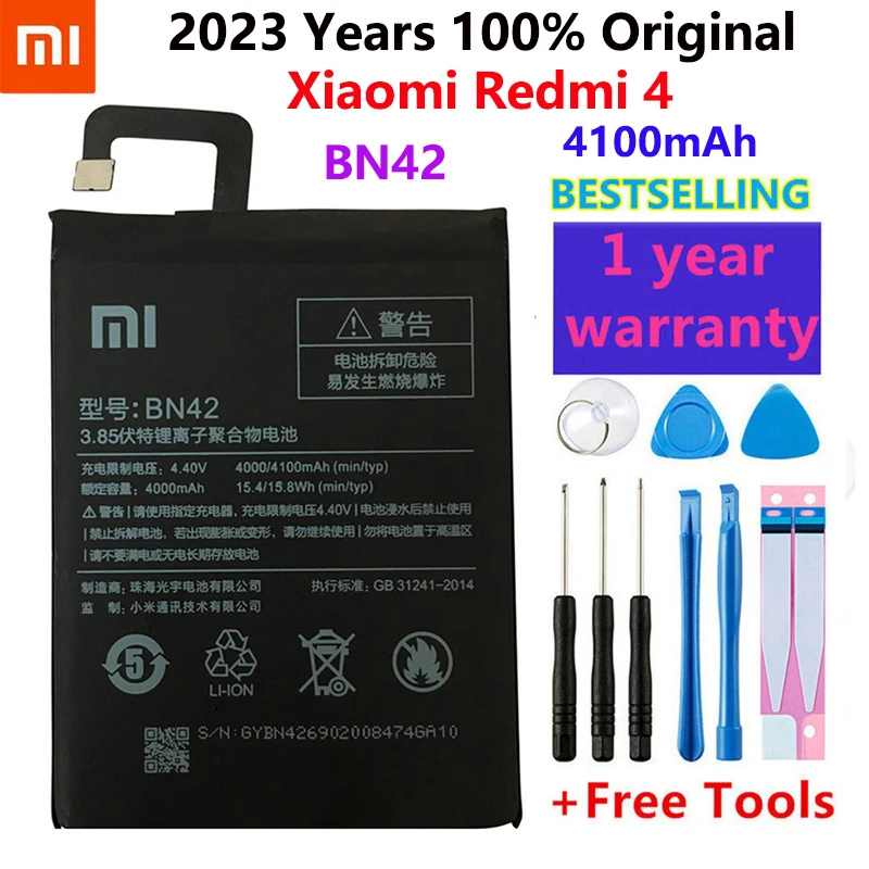 Оригинальный аккумулятор для телефона Xiaomi BN42 для xiaomi Redmi 4 Hongmi 4 2 Гб ОЗУ 16 Гб ПЗУ 4100 мАч