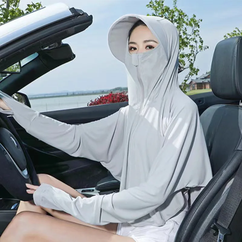 여성용 통기성 여름 크롭 가디건 재킷, 야외 착용 가능, 큰 챙, 햇빛가리개 어깨 커버