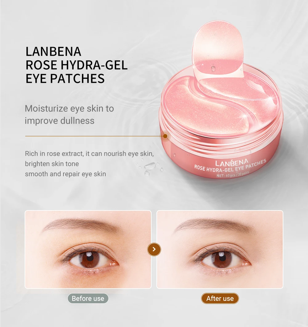 LANBENA Collagen Eye Patches 60Pcs Eye Bags Removal Wrinkles Dark Circles Patches Retinol VC Eyes Pads Sleep Face Mask Skin Care