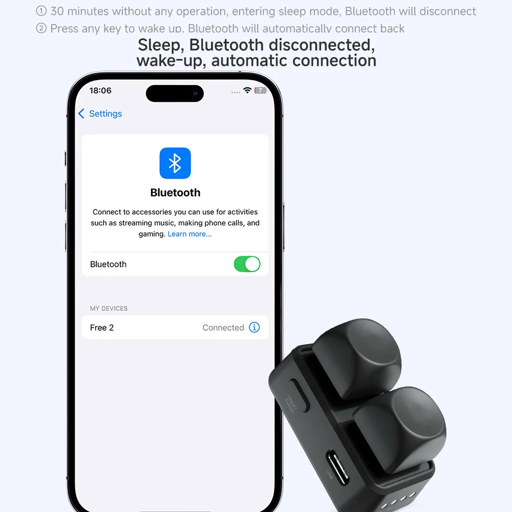 Bluetooth Dual Button Keypad Remote for E-book Page Turning and Video Swiping
