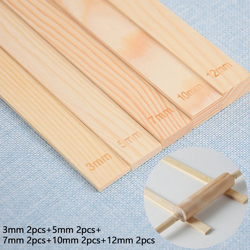 3/5/7/10/12MM Ceramic Clay Board Guide Pine Wood Strip Wooden Ruler Ceramic Tool Rolling Clay Cutting Wood Guide Rail 10Pcs ceramic clay tool