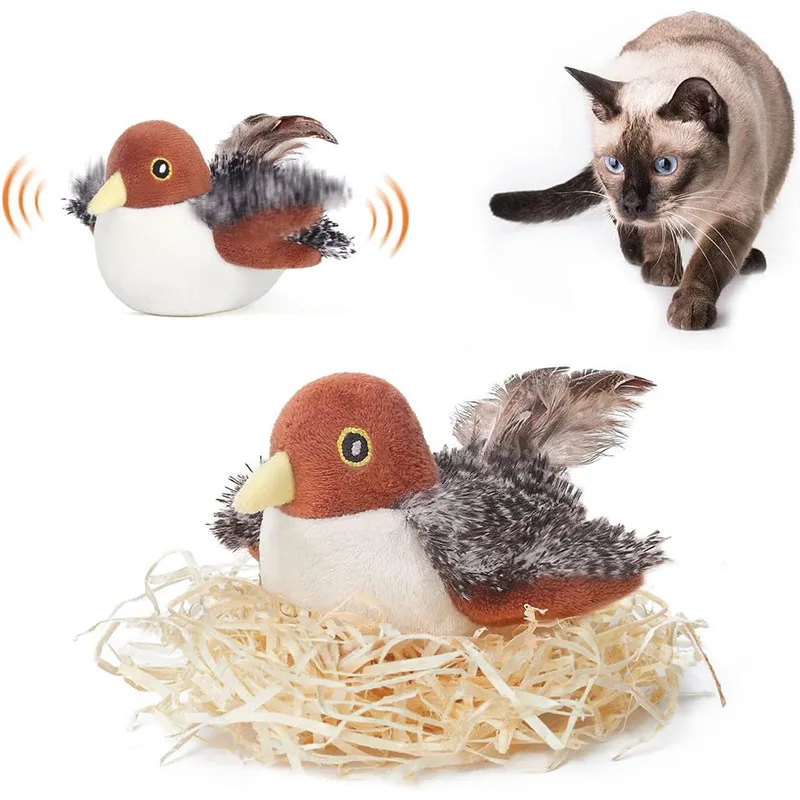 1PC Sound Bird Toy Cat Feather Toys Cat Feather Toys Interactive Cat Toy With Sounds Sound Toys Cricket Bird 1
