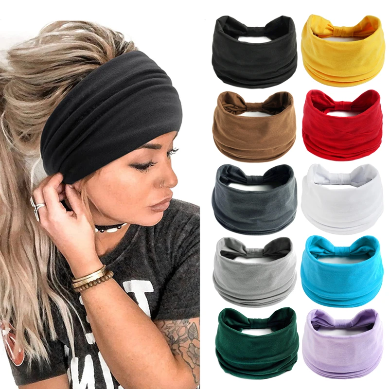 New Boho Solid Color Wide Headbands 1