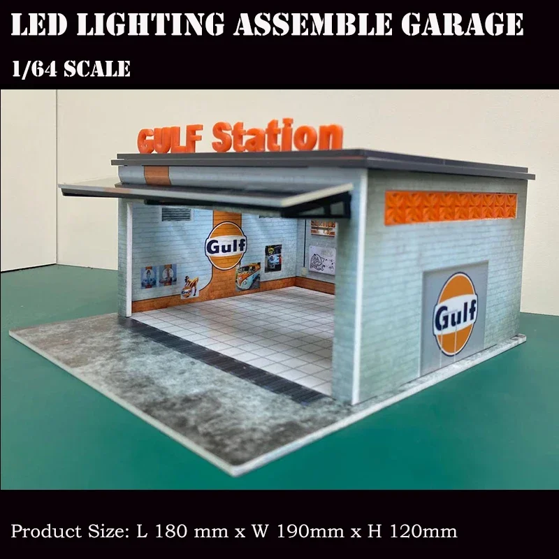 

Assemble Diorama 1/64 LED Lighting Garage Model Car Parking Station Display Collection Gifts - Gulf