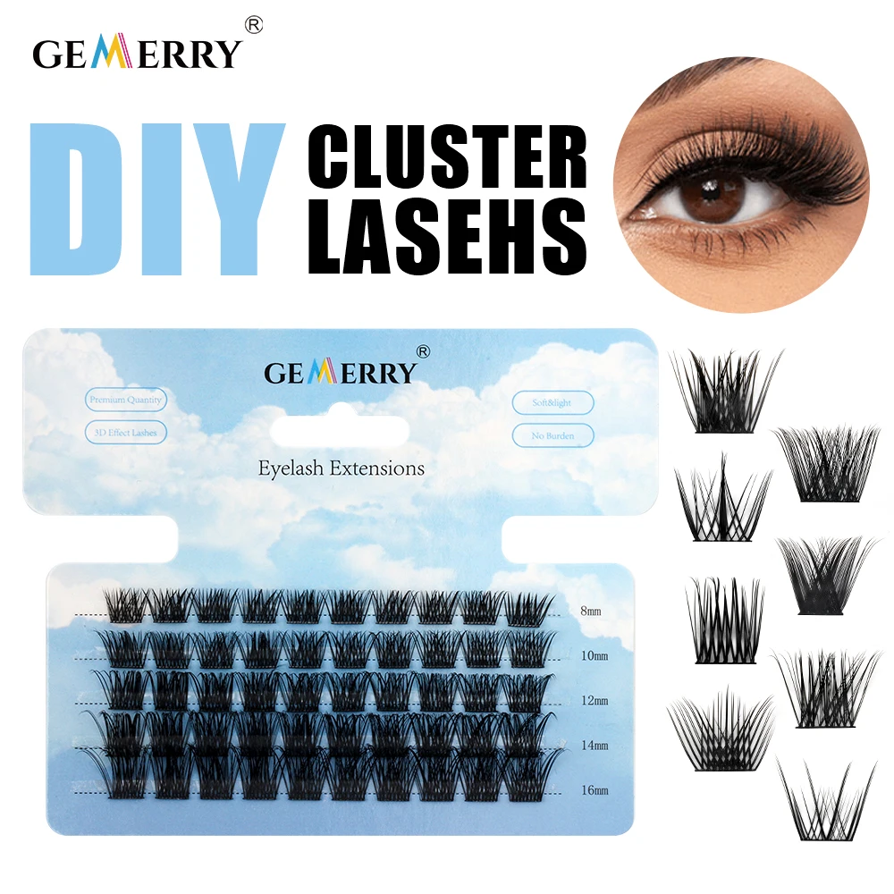 Gemerry DIY Cluster-Wimpernverlängerung, individueller Fuchs-Augeneffekt, segmentierte Wimpern, vorgefertigte Volumenfächer, Wimpern, Make-up-Zubehör – Detail 8