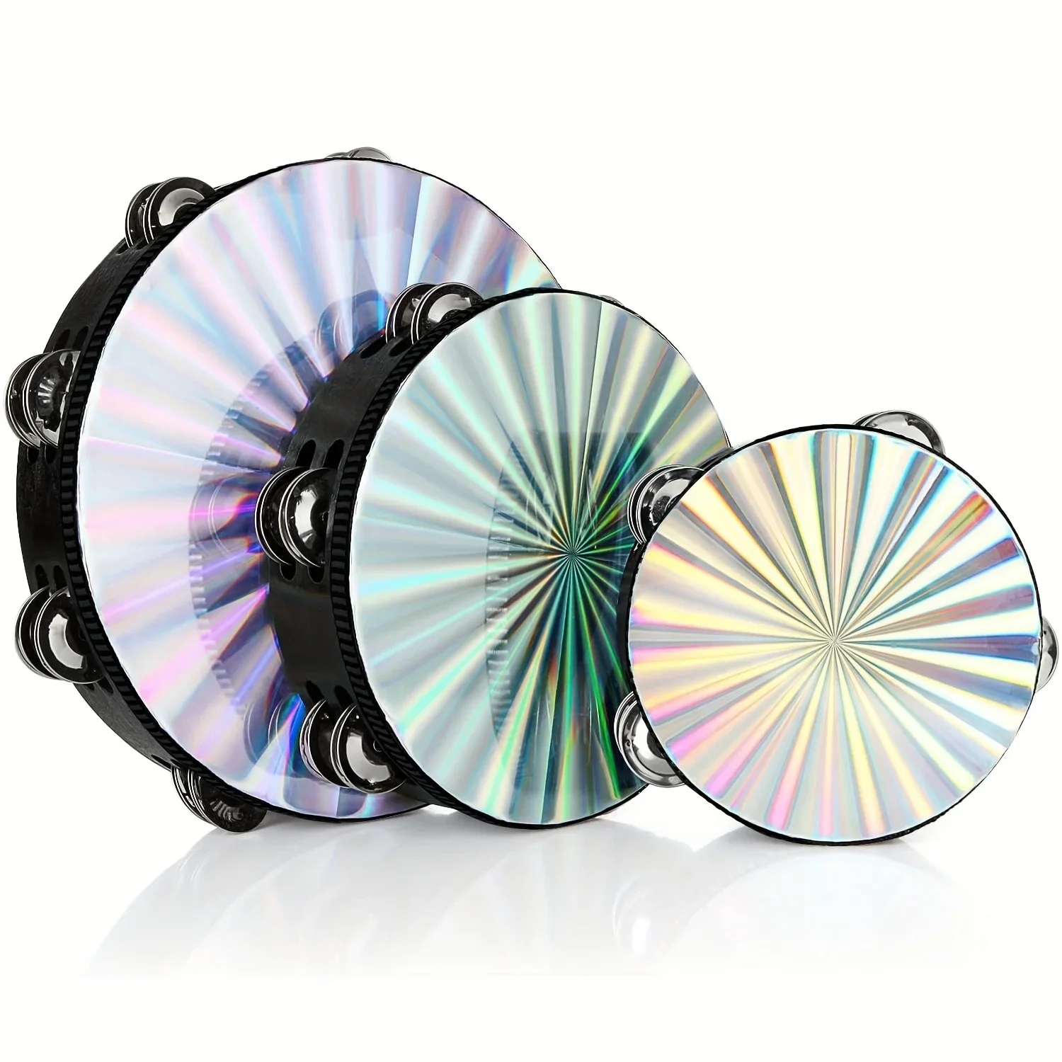 1Pc Radiant Tambourine 6/8/10 inch Tambourine Musical Educational Instrument Rhythm Percussion (Double Row)