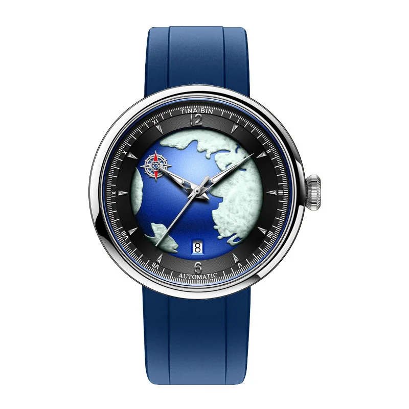 

2023 Men's Luxury Automatic Mechanical Blue Earth Simple 45mm Brand Watch