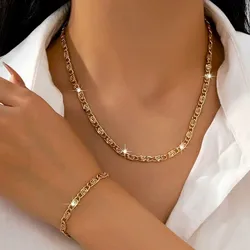 Elegant Women's Jewelry Set: Sexy & Casual Necklaces and Bracelets, Fashionable and Versatile (Light Yellow Gold Color)