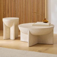 Table basse d'extérieur blanche crème française, design moderne, Table d'appoint ronde créative, meubles de salon pour la maison 1