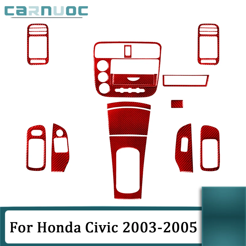 

For Honda Civic 2003 2004 2005 Carbon Fiber Black Stickers Frame Cover Trim Car Interior Decorative Accessories