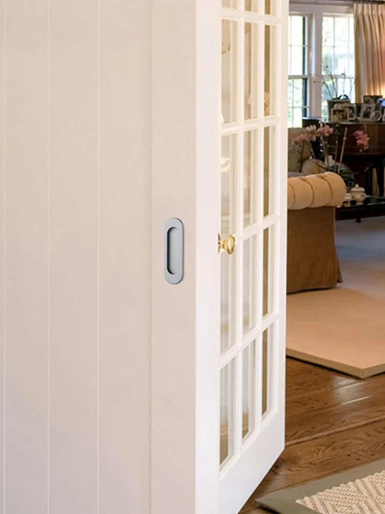 Description Picture 2 of itemSelf Adhesive Oval Sliding Door Handles Aluminum Alloy Flush Pull Punch-free Handle for Sliding Doors Window Cabinets