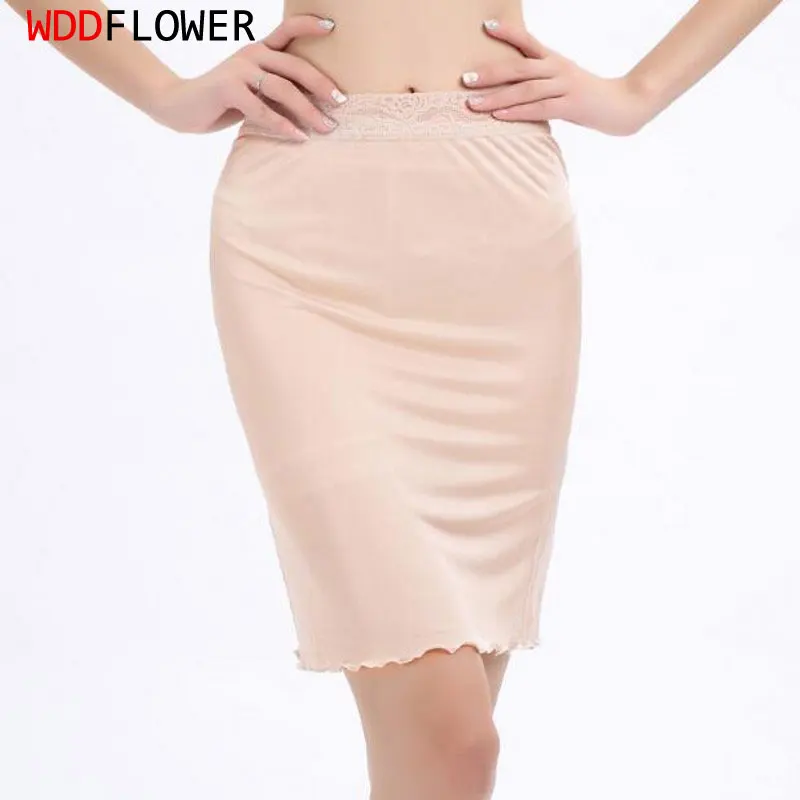 50% Silk 50% Viscose Knit Lace Half Slip Nightdress Sleepwear Underskirt M L XL XXL SG350 1PC
