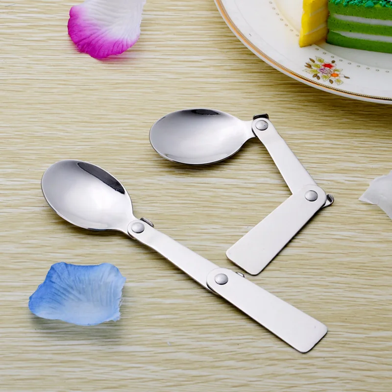 Portable Folding Tableware Set Stainless Steel Spoon and Fork for Thermos Camping Travel and Other Outdoor Activities with Box