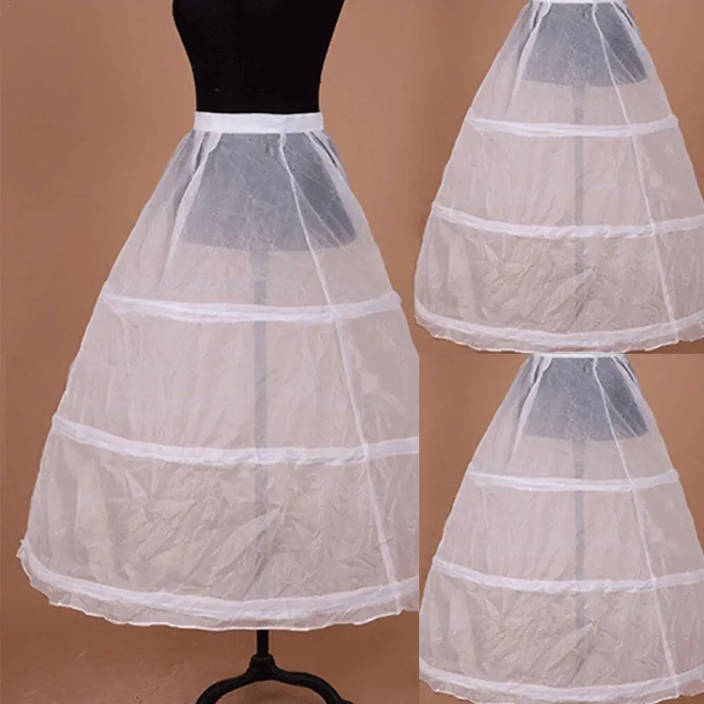 Petticoat Skirt Half Slip Skirt 3 Hoop A-line Crinoline Layer Ball Underskirt Wedding Dress Lining Bridal Waist Dress Women