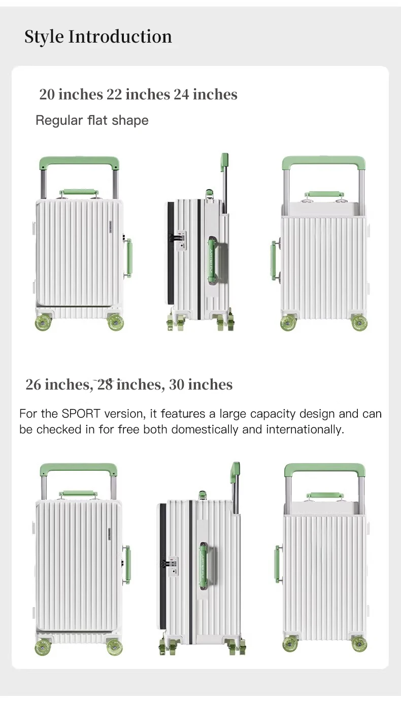 MUXING Breites Trolley-Gepäck mit Frontöffnung, multifunktional, für Damen, 20 Zoll, klein, leicht, Boardingbox, 24 Zoll Herrenkoffer – Detail 29