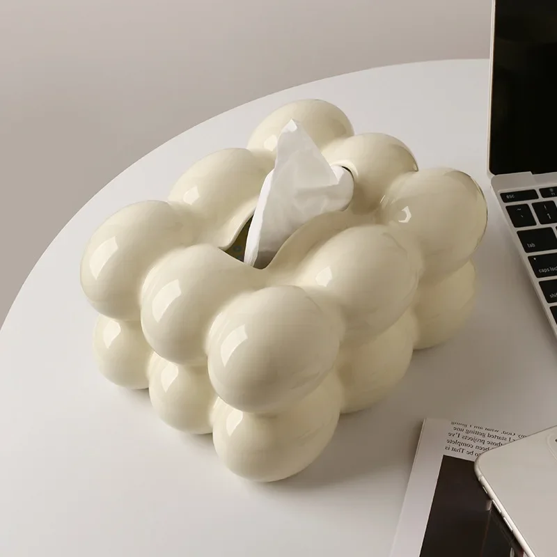 VEEHOME silvering Creative ceramic tissue box, egg-shaped tabletop decoration, light luxury decoration,living room paper box, 2