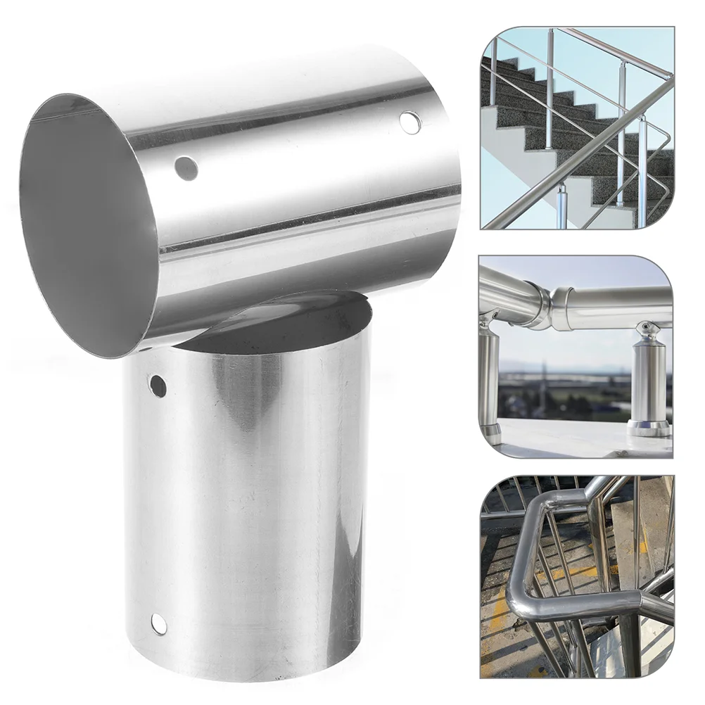2 Pcs Handrail Structural Fitting Round Connector for Deck Stair Railing Tubing
