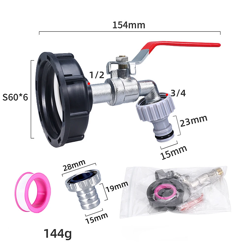 1PC Langlebig IBC Tank Wasserhahn Adapter S60 * 6 Grob Gewinde auf 1/2'' 3/4'' Stecker Ersatz ventil Garten Hause Ventil Fitting Wasserhahn – Detail 2