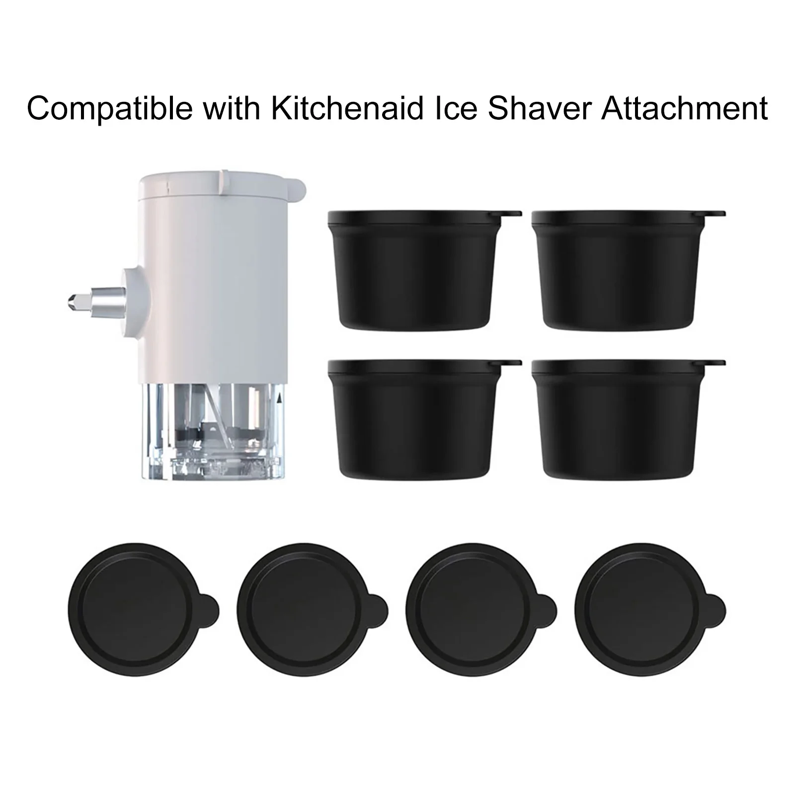 4pc Replacement Silicone Ice Mold And Lid Compatible For KitchenAid Ice Shaver Molds Shaver Cups Snow Cone Shave Stand Mixer
